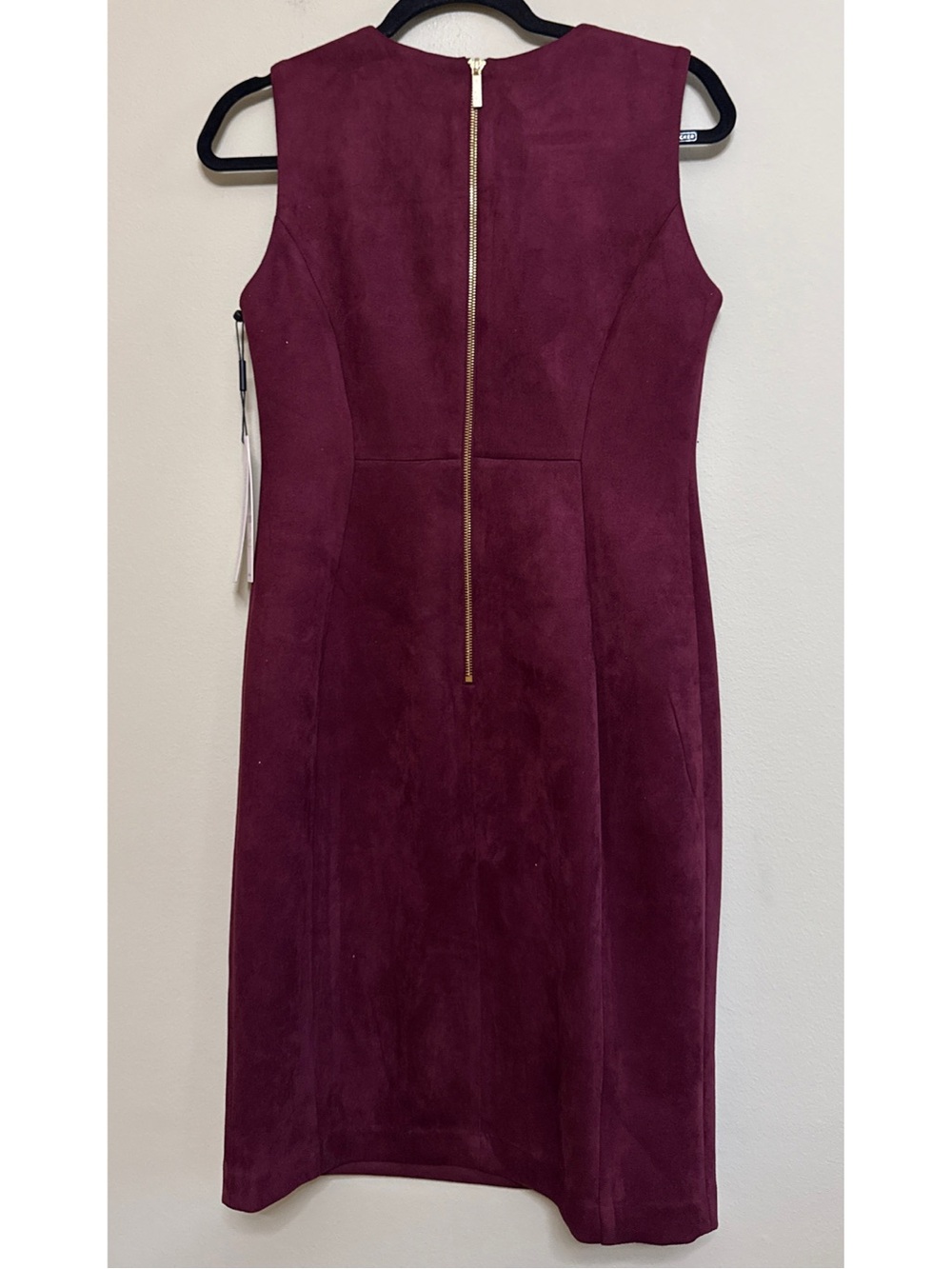 Sleeveless Suede Sheath Dress - Picture 6 of 8